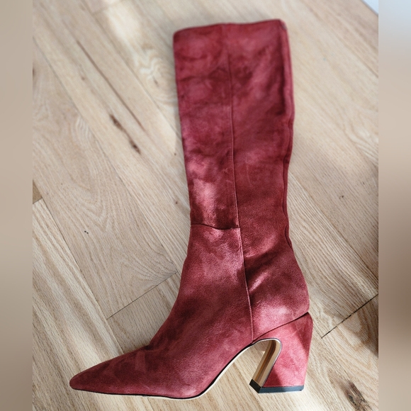 Sam Edleman Sulema Knee High Boots Size 7.5 Brick Red Color - Picture 4 of 11